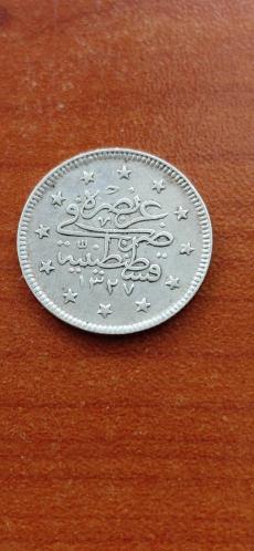 SULTAN MEHMED REŞAT HAN DÖNEMİ GÜMÜŞ 2 KURUŞ 1327/2 CÜLUS