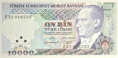 7. Emisyon 2. Tertip 10.000 Lira - E22 Serisi (Çil)
