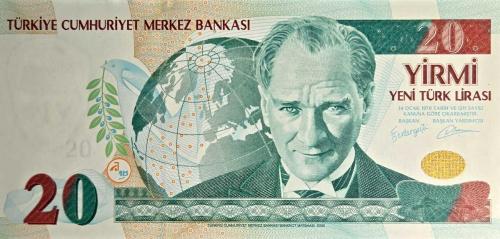 8. Emisyon 1. Tertip 20 Yeni Türk Lirası - F37 Serisi (Çil)