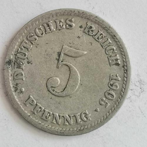 ALMANYA  1905 D    5  PFENNIG