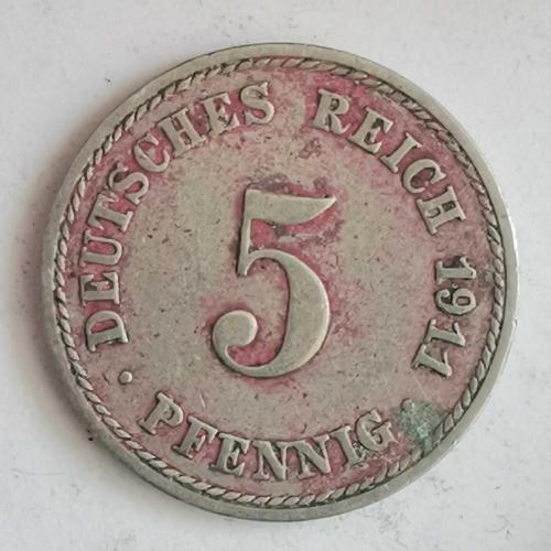 ALMANYA  1911 A     5    PFENNIG