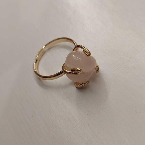 Pembe Kuvars Doğal Taşlı Yüzük