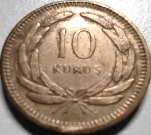Türkiye Cumhuriyeti 10 Kuruş 1949 İnönü Dönemi Pirinç