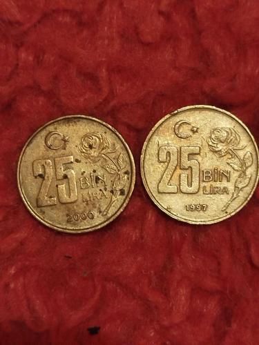 25 bin lira 2 adet 1997 2000