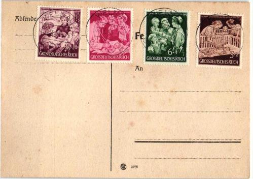 NAZİ ALMANYASI 1944 ANNE VE ÇOCUK ASKERİ POSTA KARTI