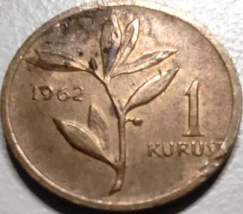 Türkiye Cumhuriyeti 1 Kuruş 1962 Bronz Madeni Para