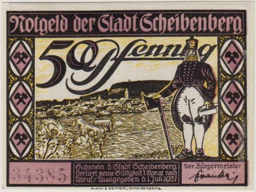 *** ALMANYA 50 PFENNİG 1921 NOTGELD-SCHEİBENBERG. ÇİL.2