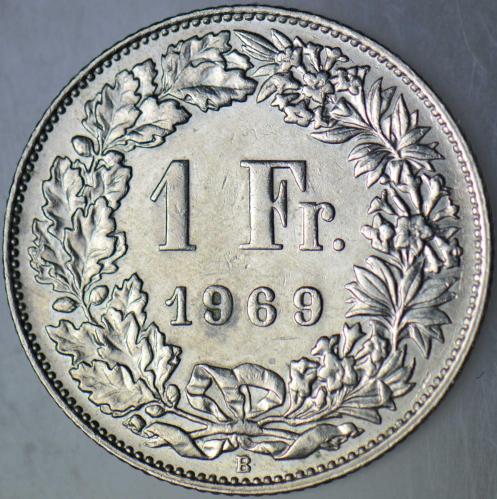 İSVİÇRE 1 FRANK 1969.