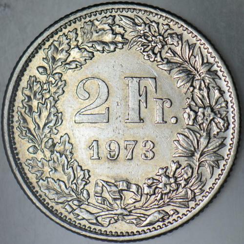 İSVİÇRE 2 FRANK 1973.