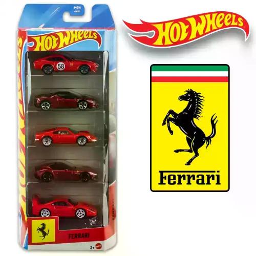 2026 Ferrari Series Lisanslı Hot Wheels 1/64 Ölçek 7 cm  Diecast 5 Li Araç Seti