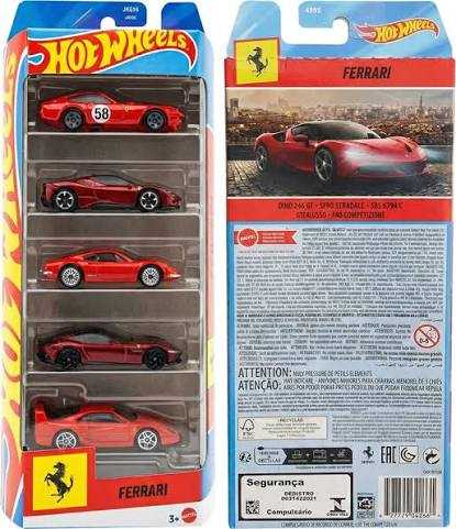 2026 Ferrari Series Lisanslı Hot Wheels 1/64 Ölçek 7 cm  Diecast 5 Li Araç Seti