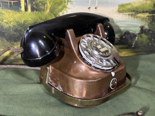 1950 Ler Bakır Gövdeli Rtt Belçika Üretimi Antika Telefon Yaklaşık 3 Kg Ağırlığında