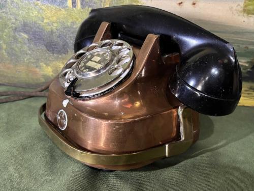 1950 Ler Bakır Gövdeli Rtt Belçika Üretimi Antika Telefon Yaklaşık 3 Kg Ağırlığında