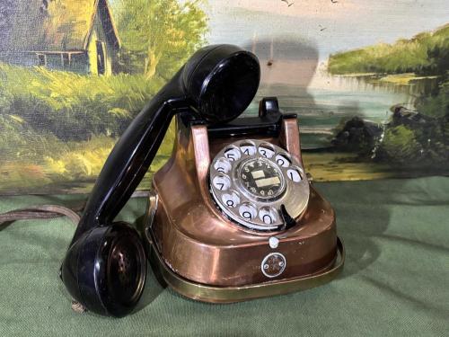 1950 Ler Bakır Gövdeli Rtt Belçika Üretimi Antika Telefon Yaklaşık 3 Kg Ağırlığında