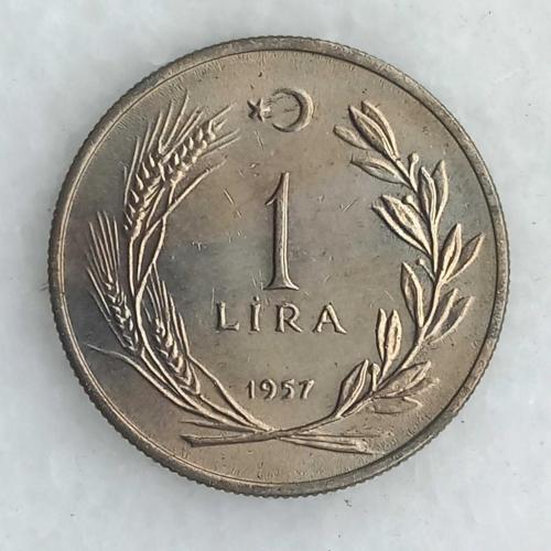 1957 YILI   MENDERES  1 LİRASI,  NADİR   ÇİL  KONDİSYONDA