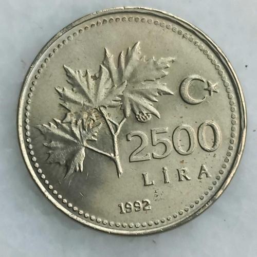 1992 YILI   2500 LİRA,  NADİR   ÇİL  KONDİSYONDA