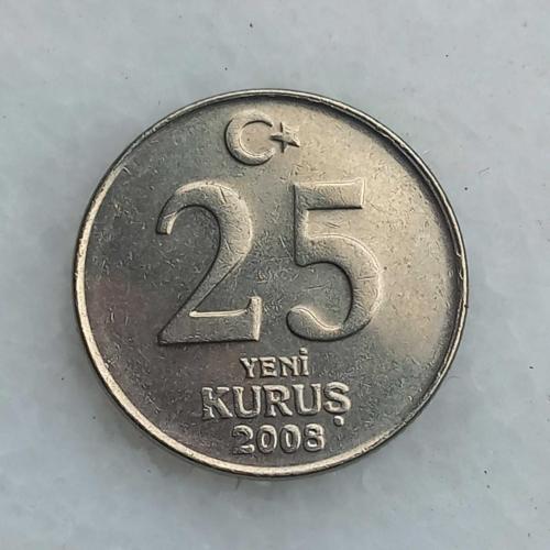 2008 YILI   25 YENİ KURUŞ,    ÇİL  KONDİSYONDA