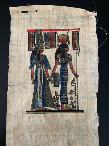 Isis ve Hathor Temalı Papirüs Tablo