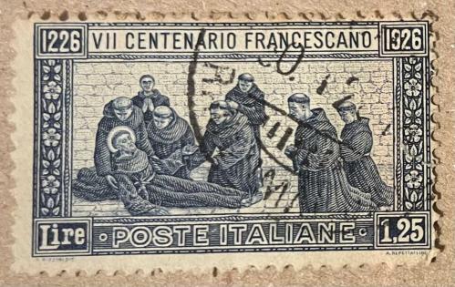 1926.ASSİSİLİ  AZİZ FRANCİS ÖLÜMÜNÜN.700. YILI..İTALYA TEK  PUL.DAMGALI