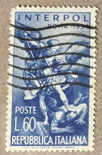 1954.İNTERPOL ANISINA. İTALYA TEK  PUL.DAMGALI