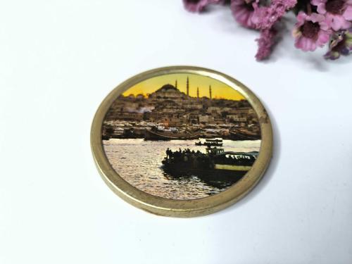 Süleymaniye Cami Mini Tabak - Haliç Manzara Dekor - Bardak Altı  - İstanbul Temalı Hediyelik Dekor - 007
