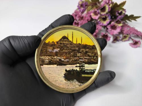 Süleymaniye Cami Mini Tabak - Haliç Manzara Dekor - Bardak Altı  - İstanbul Temalı Hediyelik Dekor - 007