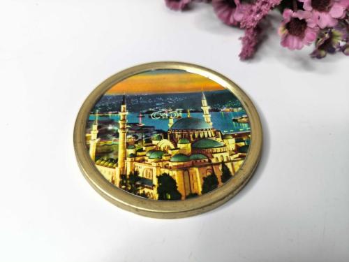 Süleymaniye Cami Mini Tabak - Haliç Manzara Dekor - Bardak Altı  - İstanbul Temalı Hediyelik Dekor - 0099