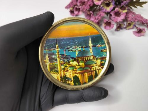 Süleymaniye Cami Mini Tabak - Haliç Manzara Dekor - Bardak Altı  - İstanbul Temalı Hediyelik Dekor - 0099