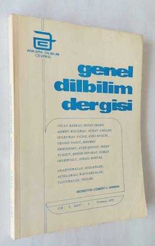 GENEL DİLBİLİM DERGİSİ Ankara Dilbilim Çevresi, Temmuz 1978, Sayı : 2