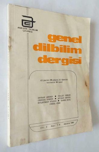 GENEL DİLBİLİM DERGİSİ Ankara Dilbilim Çevresi, Ağustos 1980, Sayı : 7-8