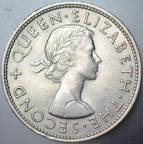 YENİ ZELANDA YARIM CROWN 1963 KRALİÇE II. ELİZABETH. 32 mm.