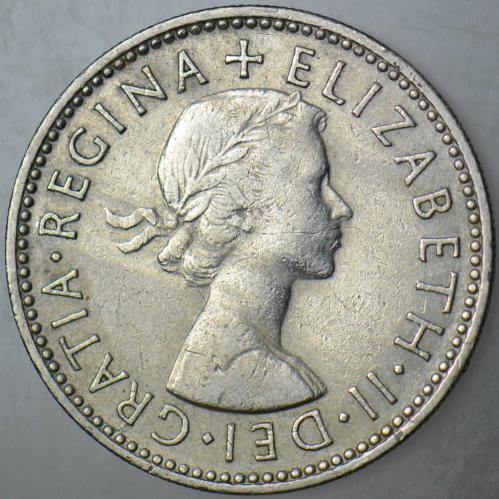 BİRLEŞİK KRALLIK 1 ŞİLİN 1957 KRALİÇE II. ELİZABETH 23 mm. İNGİLTERE.