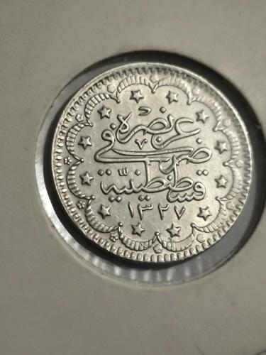 Osmanlı Sultan Mehmet Reşat Gümüş 5 Kuruş  1327/2 Çok iyi Kondüsyon