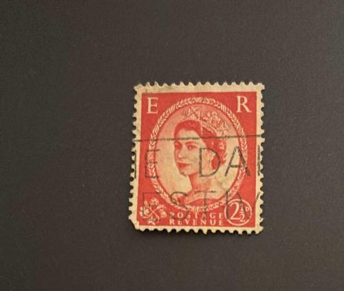 İngiltere Pulu - England Stamp - Postadan Geçmiş Pul Filateli - DAMGALI - KRALİÇE II. ELIZABETH TEMALI PUL, 2 1/2 PARA - YABANCI PULLAR - NOSTALJİK DOĞUM GÜNÜ HEDİYESİ