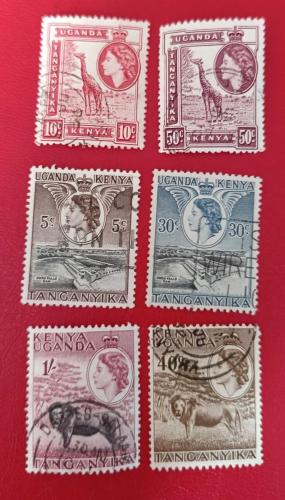 İngiliz Sömürgesi Kenya Uganda ve Tanganika_ 1953 _ damgalı pullar lotu