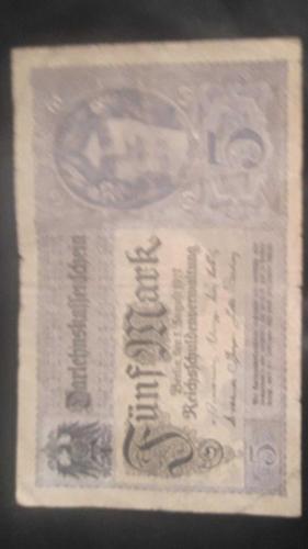 LOT.16 » 100 SENELİK - D REİCH KAĞIT PARALAR 5 ADET -1-1-2-2-5- REİCH MARK-