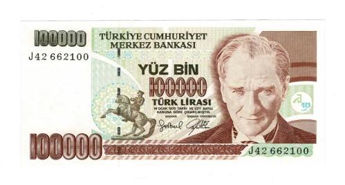 7.Emisyon 3.Tertip 100.000 Türk Lirası Seri J42 66-21-00 - ÇİL TCK10309