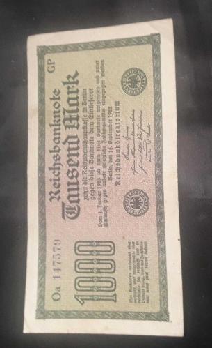 LOT.14 » 100 SENELİK - D REİCH KAĞIT PARALAR 5 ADET-50-50-100-1000-20000 -- REİCH MARK-