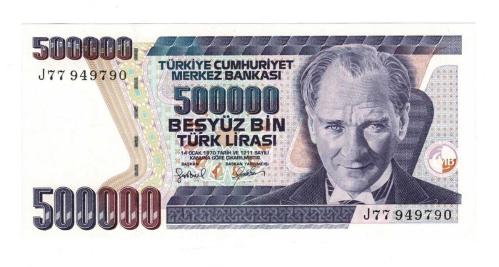 7.Emisyon 4.Tertip 500.000 Türk Lirası Seri J77 - ÇİL TCK10328