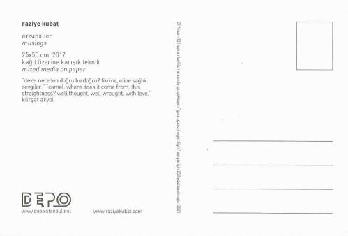 Arzuhaller / Musings Raziye Kubat 29 Nisan 13 Haziran 2021 Gece Uçuşu / Night Flight Sergisi Kartı