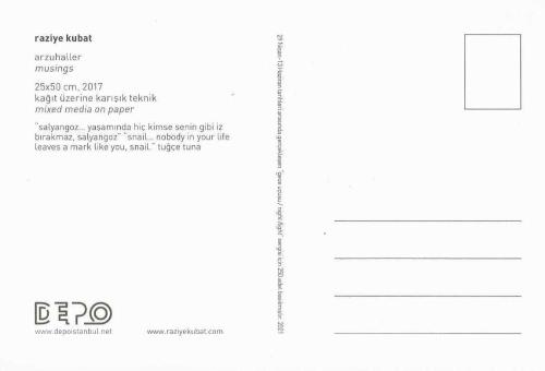 Arzuhaller / Musings Raziye Kubat 29 Nisan 13 Haziran 2021 Gece Uçuşu / Night Flight Sergisi Kartı
