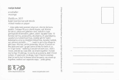 Arzuhaller / Musings Raziye Kubat 29 Nisan 13 Haziran 2021 Gece Uçuşu / Night Flight Sergisi Kartı