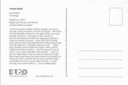 Arzuhaller / Musings Raziye Kubat 29 Nisan 13 Haziran 2021 Gece Uçuşu / Night Flight Sergisi Kartı