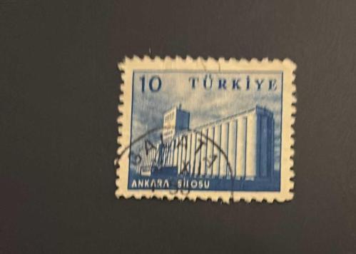 Türk Pulu - Turkish Stamp -  Postadan Geçmiş Pul Filateli - GALATA DAMGALI - ANKARA SİLOSU TEMALI PUL , 10 PARA - Türkiye Cumhuriyeti - NOSTALJİK DOĞUM GÜNÜ HEDİYESİ