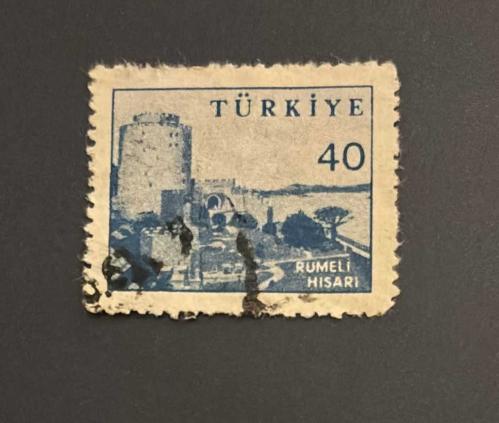 Türk Pulu - Turkish Stamp -  Postadan Geçmiş Pul Filateli - 1961 DAMGALI -RUMELİ HİSARI TEMALI PUL , 40 PARA - Türkiye Cumhuriyeti - NOSTALJİK DOĞUM GÜNÜ HEDİYESİ