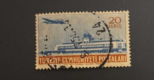 Türk Pulu - Turkish Stamp - Postadan Geçmiş Pul Filateli - 1956 DAMGALI - YEŞİLKÖY HAVALİMANI VE UÇAK TEMALI PUL , 20 KURUŞ - Türkiye Cumhuriyeti - NOSTALJİK DOĞUM GÜNÜ HEDİYESİ