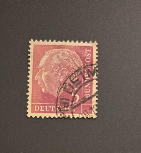 Almanya Pulu - Germany Stamp - Postadan Geçmiş Pul Filateli - DAMGALI - DR. THEODOR HEUSS TEMALI PUL , 5 PARA - YABANCI PULLAR, NOSTALJİK DOĞUM GÜNÜ HEDİYESİ