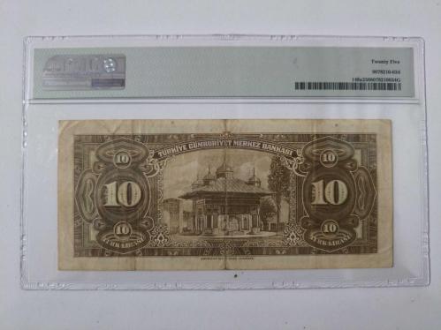 4. Emisyon 2. Tertip 10 Lira Nadir PMG 25