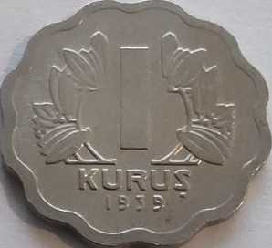 Türkiye Cumhuriyeti 1 Kuruş 1939 Erken Dönem Pirinç