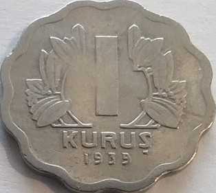 Türkiye Cumhuriyeti 1 Kuruş 1939 Erken Dönem Pirinç